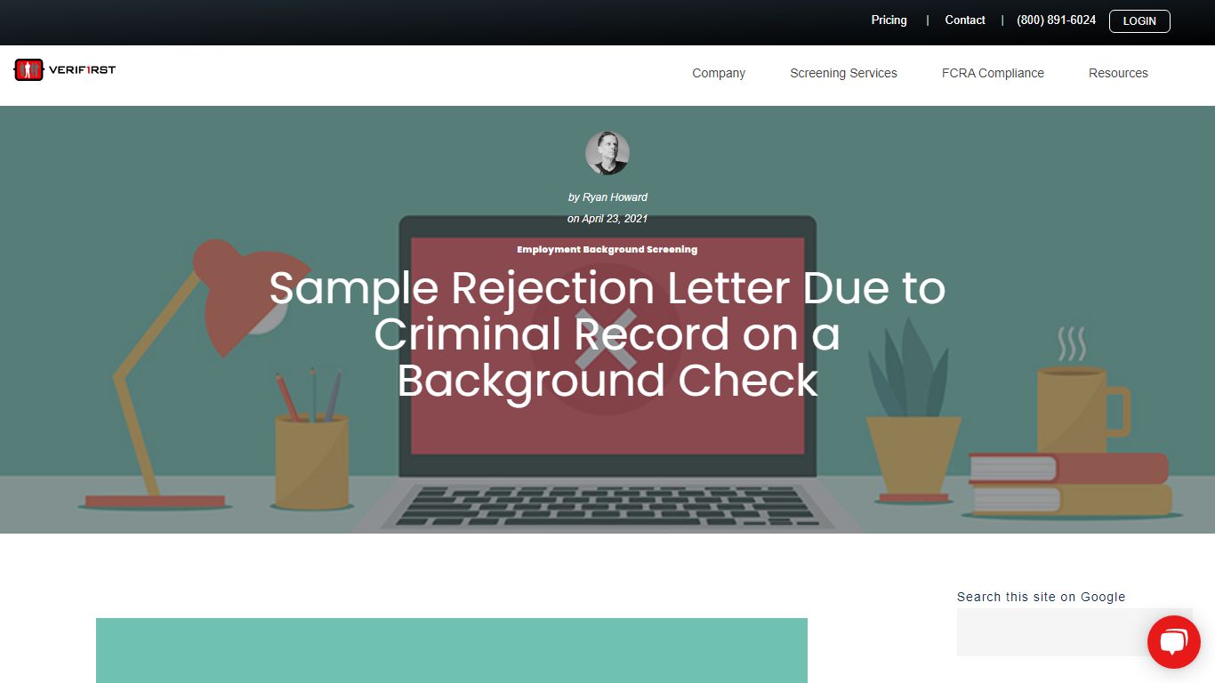 Sample Rejection Letter Due to Criminal Record on a ... - VeriFirst